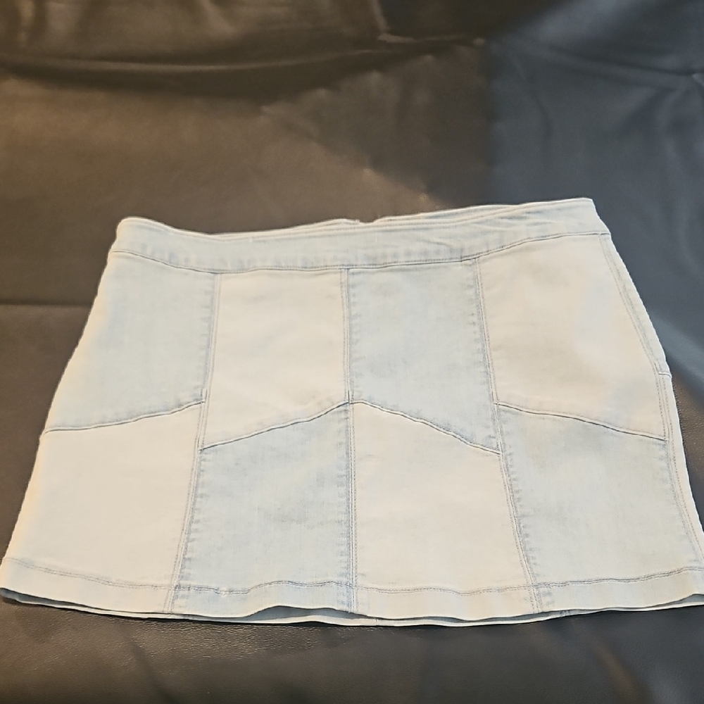 Light Wash Denim Mini Skirt - Women's Casual A-Line